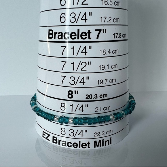 HAND CRAFTED Stretch Beaded Anklet Turquoises Blue Color 8.5” - Picture 6 of 13